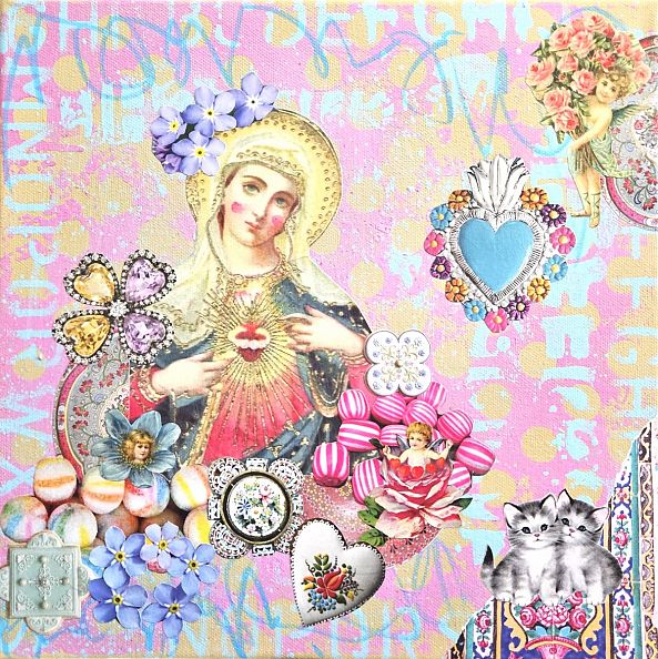 Mary and Kittens-Lorette C Luzajic