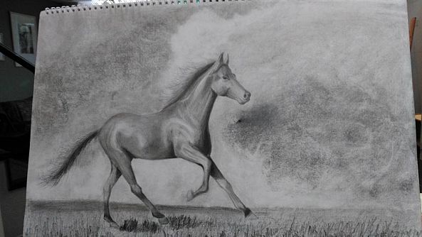 Black galloping horse-Xenia Ioannidou