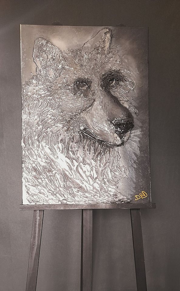 Tableau relief loup -DELPHINE DELHAYE